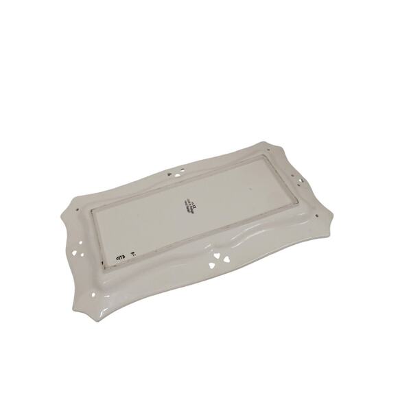 RCCL Christmas Tray 15" White Green HOLLY Hand Painted Glazed Ceramic PORTUGAL - Picture 13 of 14